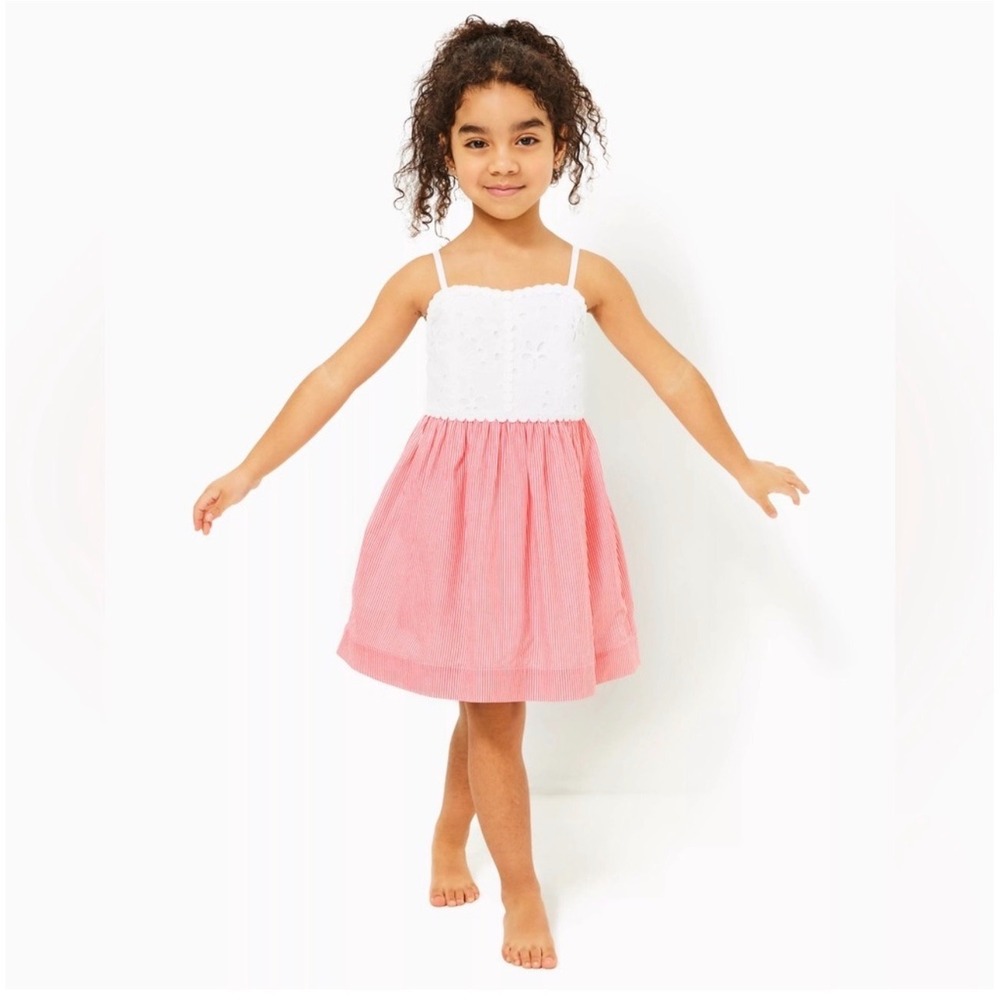 LILLY‎ PULITZER Girls Mini Haylan Dress In Mizner Red Seaside Stripe Size 4 NEW